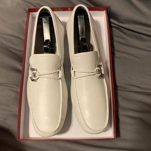 Authentic Ferragamo White loafers, size 10 1/2